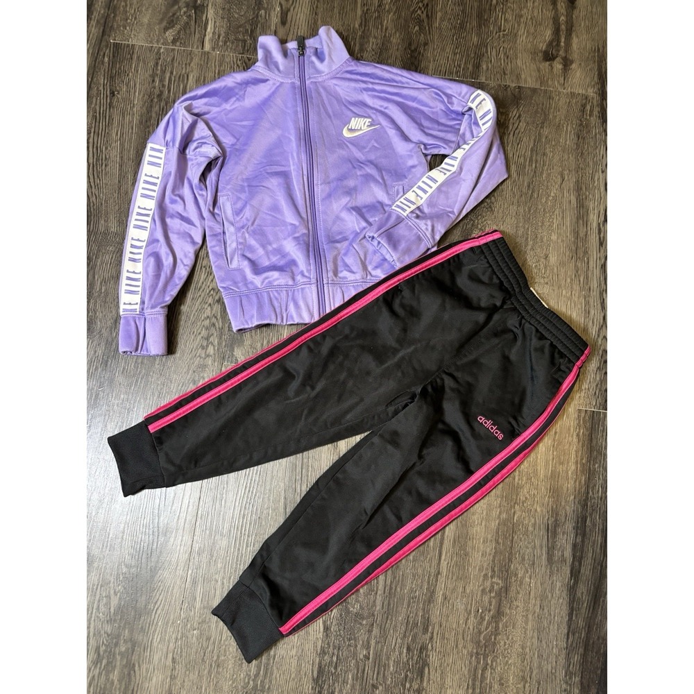 Nike Purple Jacket & Adidas Black Pants Toddler Girls Size 4